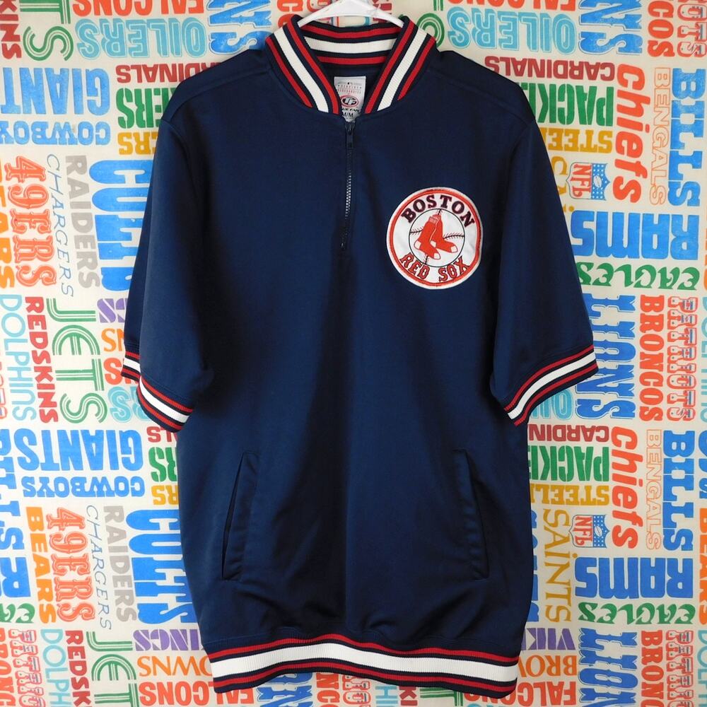 Vintage Y2K Boston Red Sox True Fan 1/4 Zip Warmup Jersey Shirt Size M